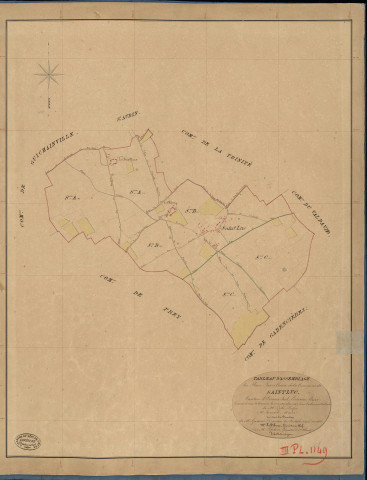 Saint-Luc. Tableau d'assemblage _ du Plan Parcellaire de la Commune de Saint Luc _ Canton de Evreux Sud - Evreux - Eure. _ Terminé sur le Terrain le 2 Septembre 1842, sous l'administration de M. Zédé, Préfet _ M. Roussel, Maire _ sous la Direction de M. Garnier, Directeur des Contributions directes _ M. Le Fébure, Géomètre en Chef. _ Par M. Lefebure, Géomètre de 1re classe.