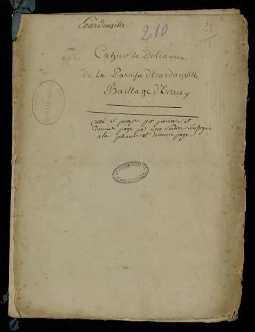 Ecardenville-sur-Eure (cahier seulement).