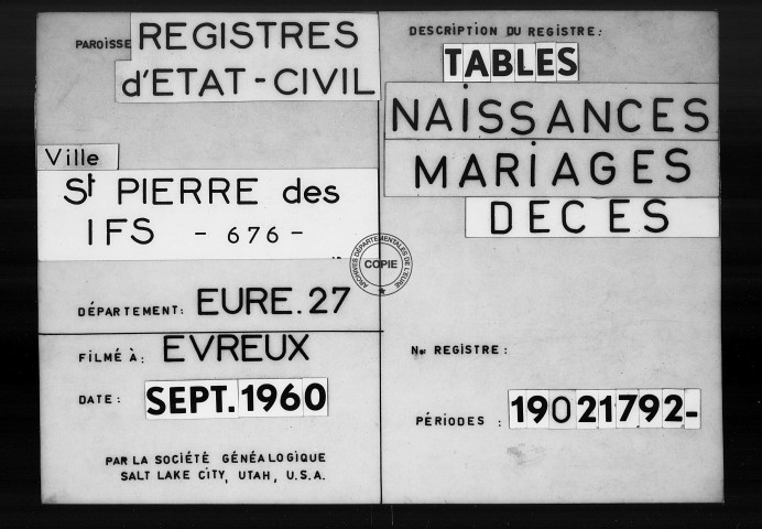 Tables (1792-1902)