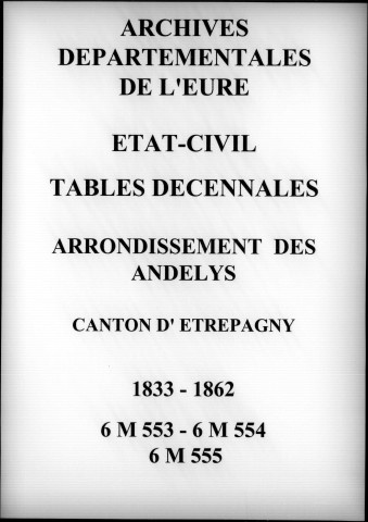 Canton d' Etrepagny, 1833-1862