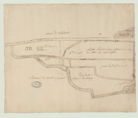 Romilly-la-Puthenaye - "Plan d'une partie de la seigneurie de Bougi et des terres du Prieuré de Grammont-lès-Beaumont". *