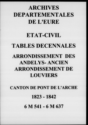 Canton de Pont de L'Arche, 1823-1842
