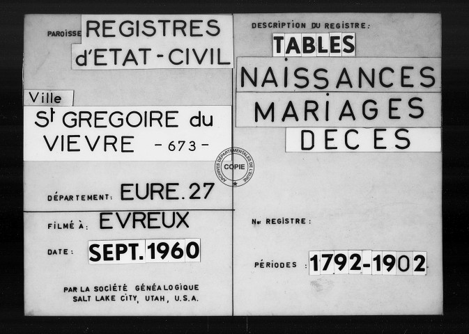Tables (1792-1902)