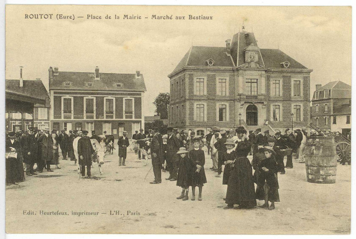 Routot. Place de la Mairie - Marché aux Bestiaux.