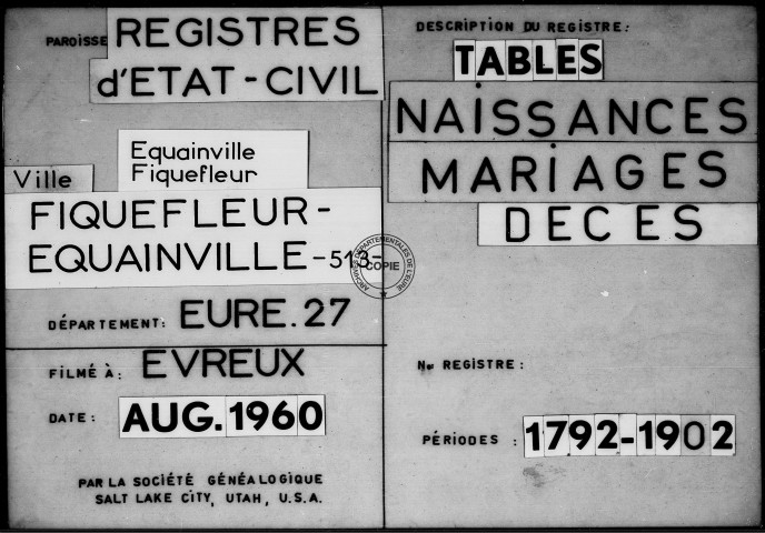 Tables (1792-1902)