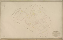 Douains. Tableau d'assemblage _ du Plan Parcellaire de la Commune de Douains _ Canton de Vernon - Evreux - Eure. _ Terminé sur le Terrain en 1825, sous l'administration de M. Le Vicomte Raymond Delaitre, Préfet _ M. Ducôté, Maire _ et sous la Direction de M. Aubelin, Directeur des Contributions directes _ M. Hautier, Géomètre en Chef. _ Par M. Folin, Géomètre de 1re classe.
