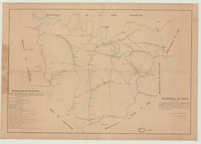Carte routière des routes roiales et départementales de l'Eure