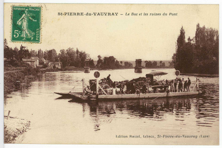 Saint-Pierre-du-Vauvray. Le Bac et les ruines du Pont.