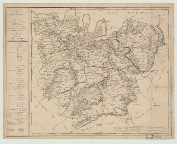 Carte du département de l'Eure dressée par ordre du baron Chambaudoin…