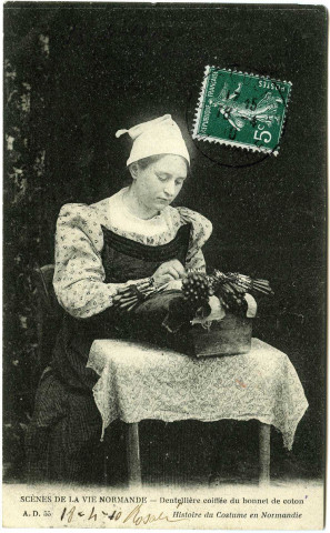 Divers. Scènes de la Vie Normande. - Dentellière coiffée du bonnet de coton.
