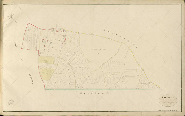 Mesnil-Hardray (Le). Section B _ d'Ecorcheuvre _ Feuille Unique