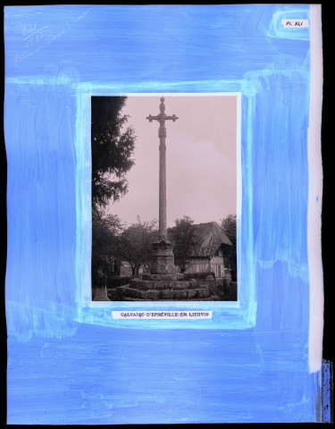 "Histoire générale du diocèse d'Évreux" du chanoine Bonnenfant tome I, planche XLI calvaire d'Épreville-en-Lieuvin (Eure).