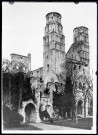 Tour et pignons des ruines et vestiges de l'abbaye de Jumièges (Seine-Maritime).