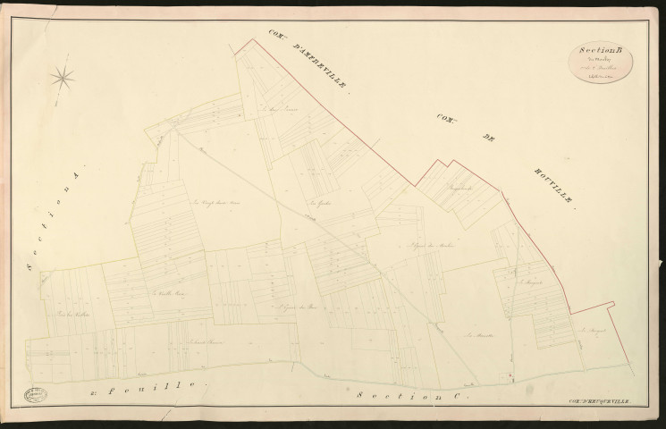 Heuqueville. Section B _ du Moulin _ 1re de 2 Feuilles