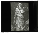 Église de Bourg-Beaudouin (Eure), jardin, statue de Saint-Antoine.
