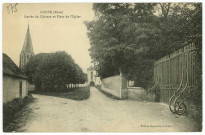 Louye. Entrée du Château et Place de l'Eglise.