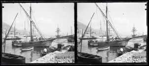 Voiliers et bateaux de pêche dans la rade d'un port méditerranéen.