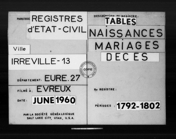 Tables (1792-1902)