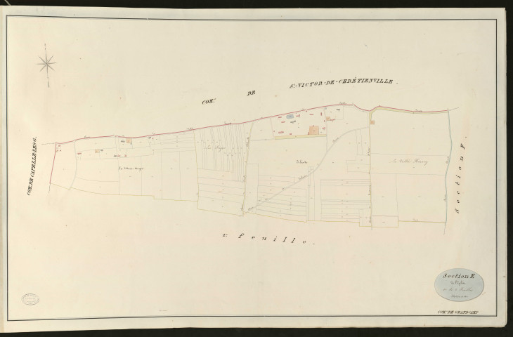 Grandcamp. Section E _ de l'Eglise _ 1ère de 2 feuilles _ Echelle de 1 à 2500