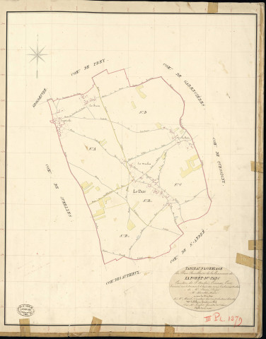 Forêt-du-Parc (La). Tableau d'assemblage _ du Plan Parcellaire de la Commune de la forêt du Parc _ Canton de Saint André - Evreux - Eure. _ Terminé sur le Terrain le 6 Juin 1837, sous l'administration de M. Passy, Préfet _ M. Blondet, Maire _ et sous la Direction de M. Marel, Directeur des Contributions directes _ M. Le Fébure, Géomètre en Chef. _ Par M. Lenglet, Géomètre de 1re classe.