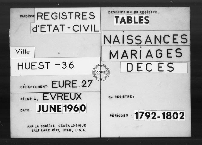 Tables (1792-1902)