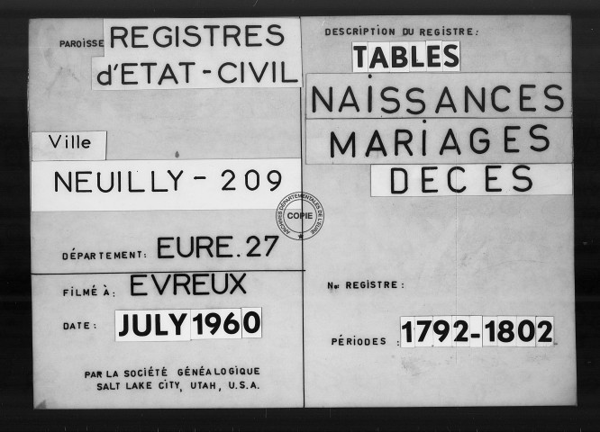 Tables (1792-1902)