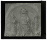 Abbaye Notre-Dame du Bec au Bec-Hellouin (Eure), groupe sculpté "Le Christ, la Vierge et Saint-Jean".