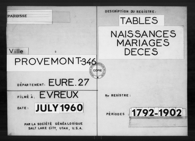 Tables (1792-1902)