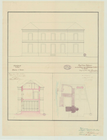 Evreux _Séminaire Saint-Taurin. _ "Séminaire. Projet d'établissement d'une infirmerie avec bibliothèque et cabinet de physique" .