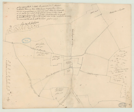 Saint-Laurent-des-Bois - Atlas de 20 plans terriers de la paroisse. *