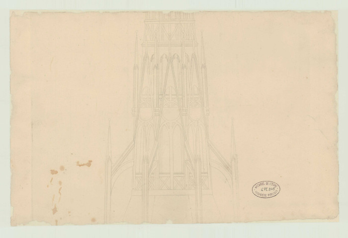 Evreux _Cathédrale. Projet de restauration de la flèche.