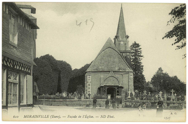 Morainville-sur-Damville. Façade de l'Eglise.