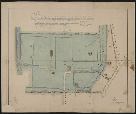 Plan géométrique d'une portion du domaine de Navarre acquise par Mr Hebert de Mr de Dauvet ….
