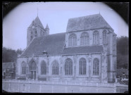 Église Saint-Nicolas de Beaumont-le-Roger (Eure), extérieur, chevet et clocher.