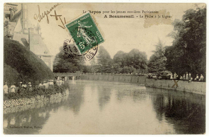 Beaumesnil. Le Repos pour les Jeunes Ouvrières Parisiennes - La Pêche à la ligne.