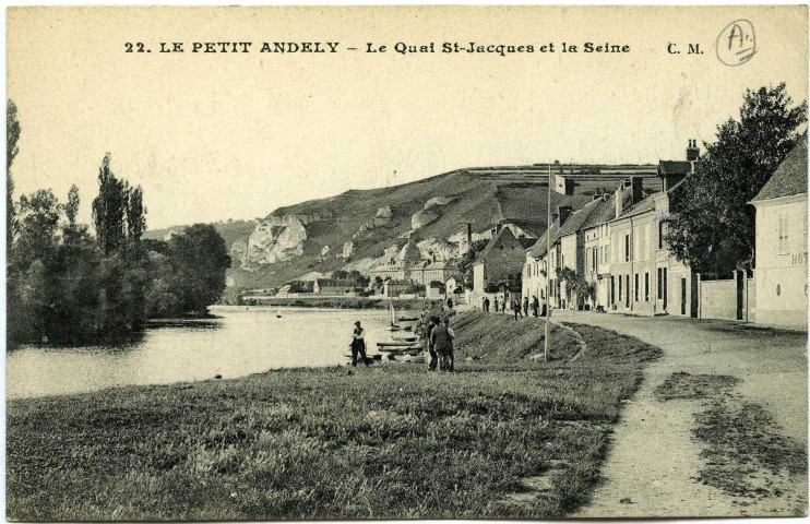Andelys (Les). Petit Andely - Le quai St Jacques et la Seine.