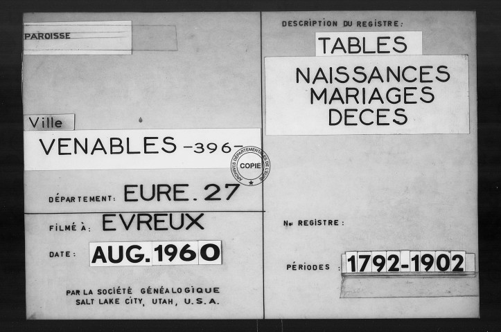 Tables (1792-1902)