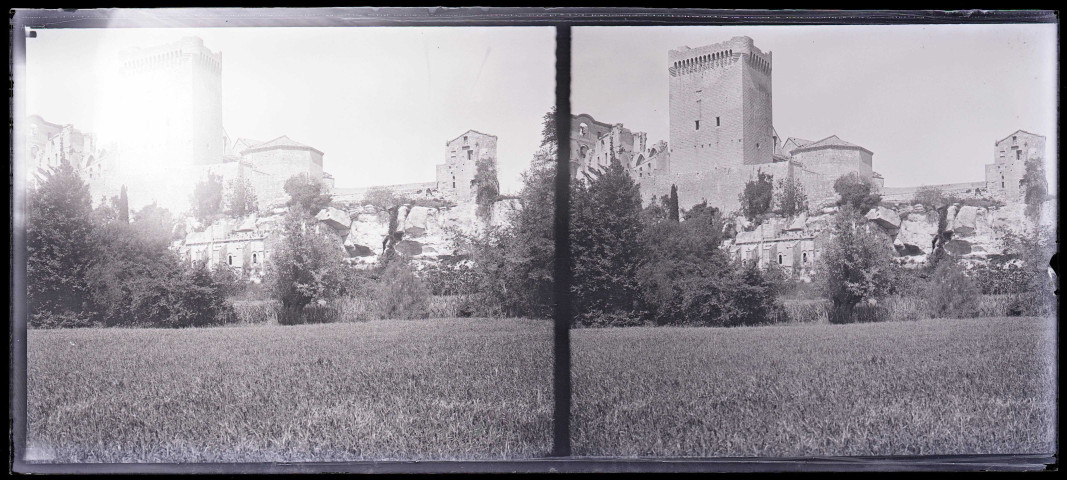 Tour carrée avec machicoulis de l'abbaye de Montmajour (Arles, Bouches-du-Rhône)