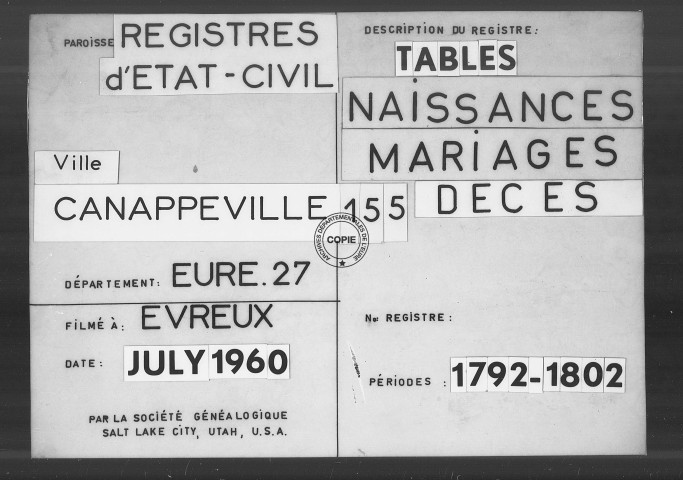 Tables (1792-1902)