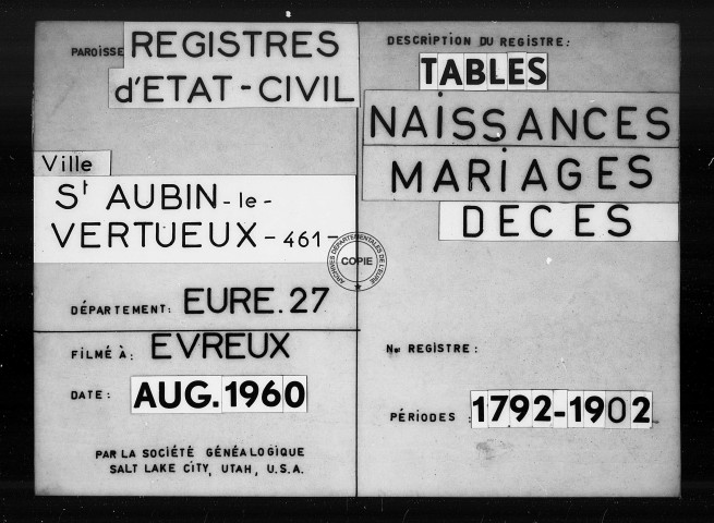 Tables (1792-1902)