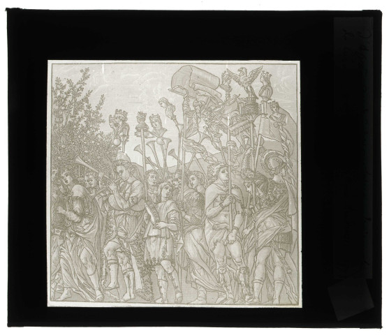 Gravure (1598) d'après Andrea Mantegna « Le Triomphe de César ».