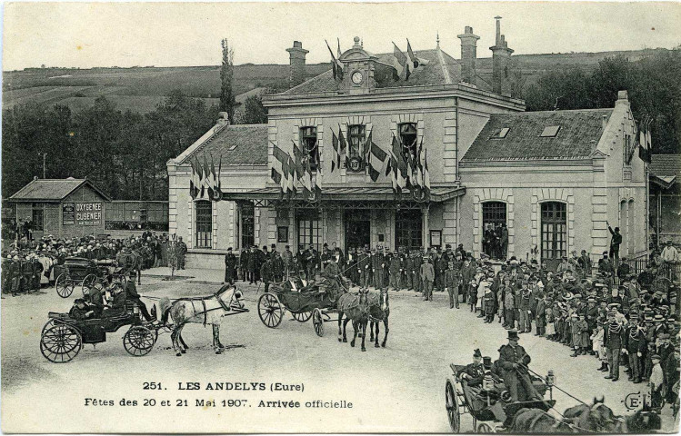 Andelys (Les). Fêtes du 20 et 21 Mai 1907 - Arrivèe officielle.