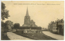 Saint-Aubin-d'Ecrosville. Place de l'Eglise - Statue du Docteur Auzoux.