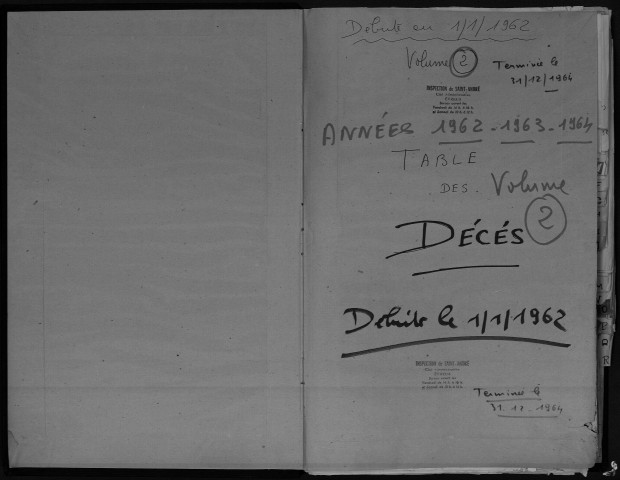 Tables 1962-1964