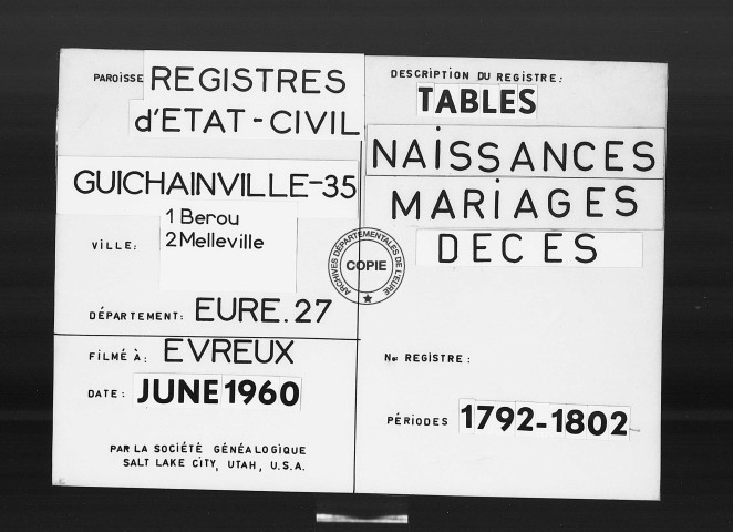 Tables (1792-1902)