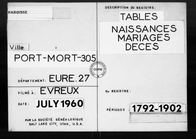 Tables (1792-1902)