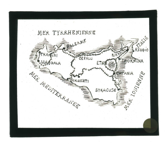 Carte au crayon de la Sicile.
