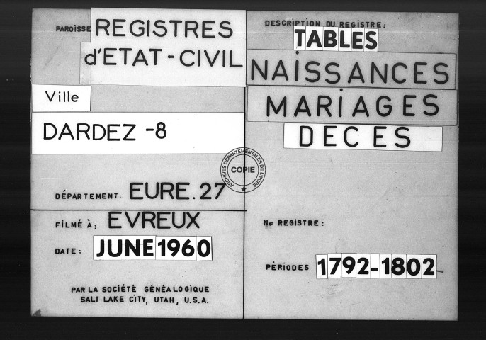 Tables (1792-1902)