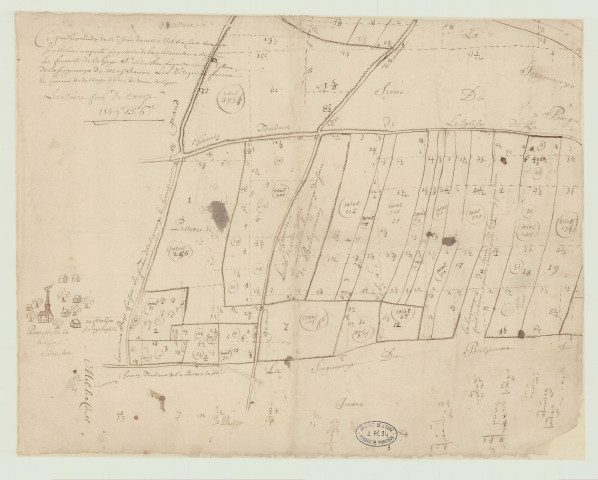 Haye-Saint-Sylvestre (La) - 1- "Plan de l'ainesse de La Glassonière située sur la paroisse de Saint-Silvestre de La Haye faisant partie du fief de Montrimay mouvant de la baronnie de l'abbaye de Lyre" 2- "Carte n°13. Seigneurie de Monrimé, l'ainesse de la Glaconnière". *