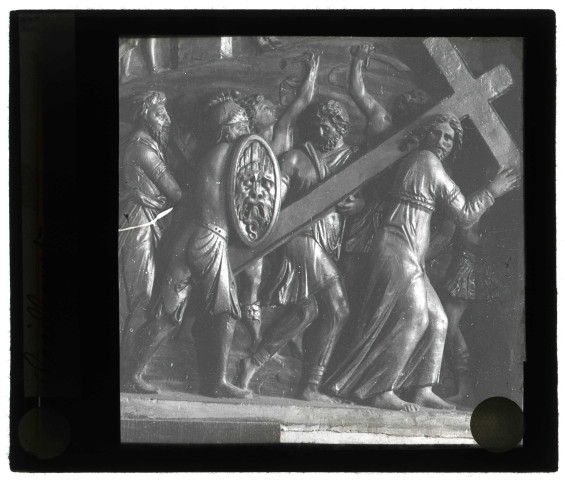 Église de Caillouet-Orgeville (Eure), haut-relief, "Portement de Croix".